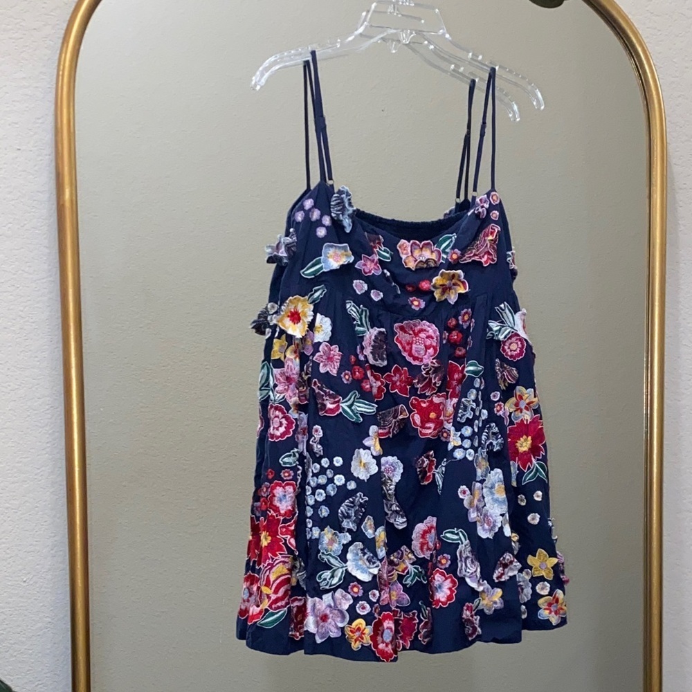 Anthropologie Sleeveless 3D Floral Babydoll Mini Dress Size XL - Picture 2 of 12